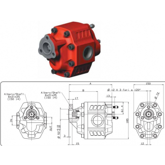 Gear pump Binotto NPGH-100 TANDEM UNI R